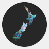 NEW ZEALAND MAP PAUA RUNDER AUFKLEBER (Vorderseite)