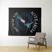 NEW ZEALAND MAP PAUA WANDTEPPICH (Beispiel (Horizontal))