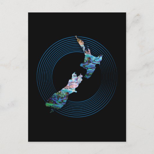 NEW ZEALAND PAUA MAP POSTKARTE (Vorderseite)