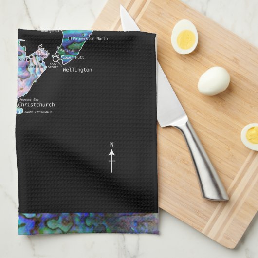 NEW ZEALAND PAUA MAP TEETOWEL GESCHIRRTUCH (Viertel Falte)