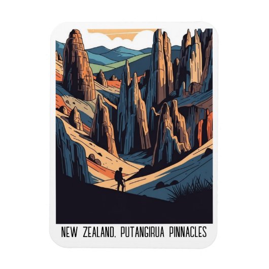 New Zealand Putangirua PinnaclesTravel Magnet (Vertikal)