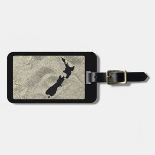 NEW ZEALAND SAND BEACH AUF SCHWARZ NZ URLAUB REISE GEPÄCKANHÄNGER