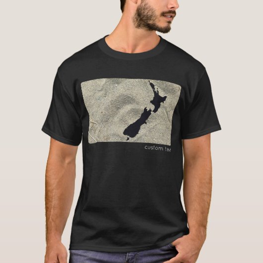 NEW ZEALAND SAND STRAND SCHWARZ AOTEAROA KIWI CUST T-Shirt (Vorderseite)