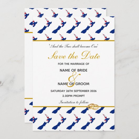 NEW ZEALAND Sonderveranstaltung Hochzeit Save The Date (Vorne/Hinten)