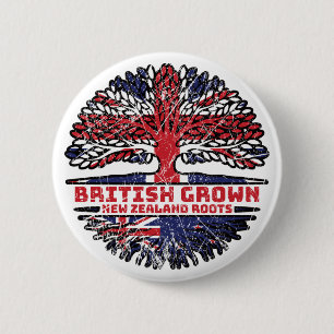 New Zealand Uk United Kingdom British Tree Roots Button