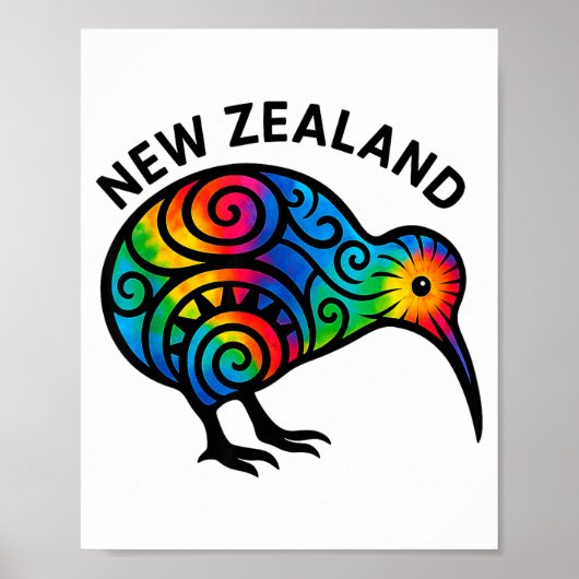 New Zealand Vacation, New Zealand Souvenirs, Kiwi Poster (Vorne)