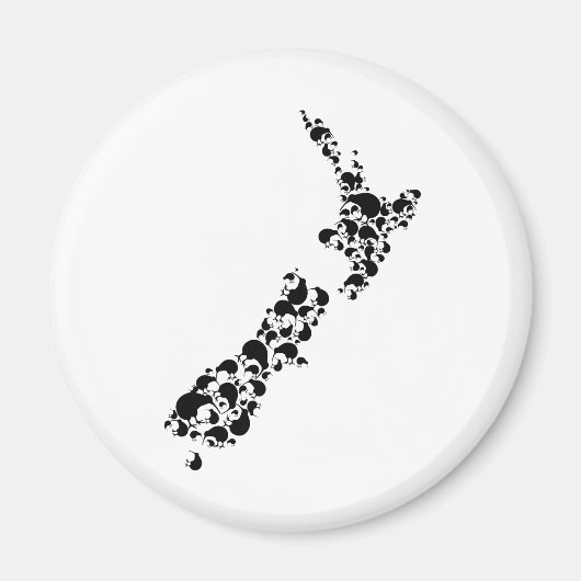 NEW ZEALAND - voller Kiwis - schwarz Magnet (Vorne)