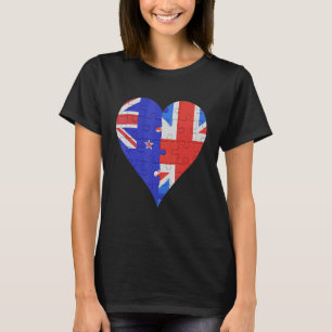 New Zealander Britisches Flaggenherz T-Shirt