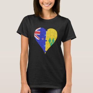New Zealander Saint Vincentian Flag Herz T-Shirt