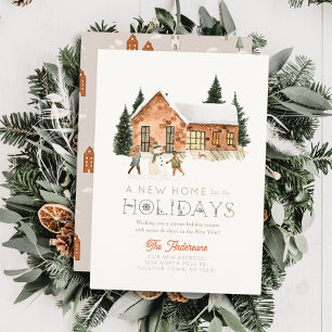 New Zuhause Brick House Snowman Winterscape Weihna Feiertagskarte