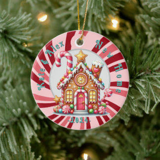 New Zuhause Christmas Zitat Gingerbread blauer Orn Keramik Ornament