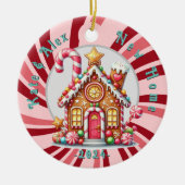 New Zuhause Christmas Zitat Gingerbread blauer Orn Keramik Ornament (Vorne)