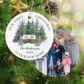 New Zuhause Family Foto Rustikale Kiefernhütte Wei Keramik Ornament