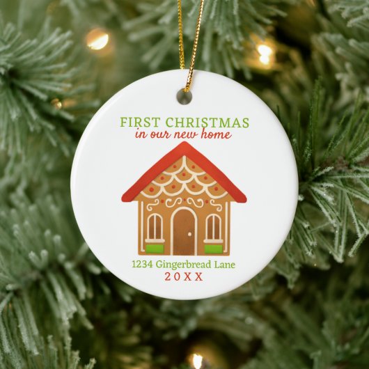 New Zuhause First Christmas Keramik Ornament (Baum)