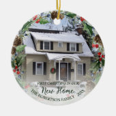 New Zuhause First Christmas Wreath 2 Foto Keramik Ornament (Vorne)