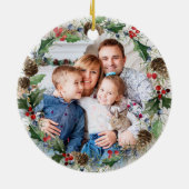New Zuhause First Christmas Wreath 2 Foto Keramik Ornament (Hinten)