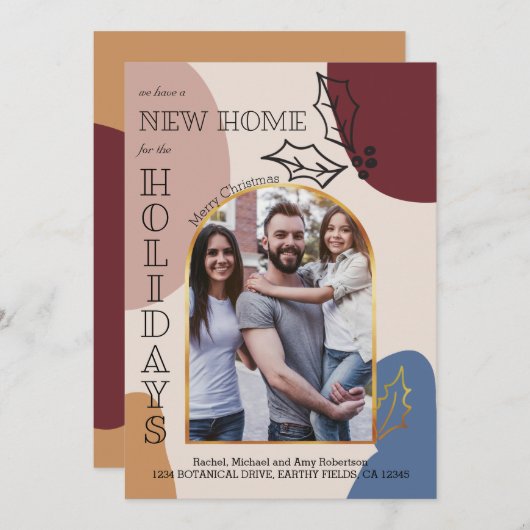 New Zuhause Foto Holly and Gold Arch Holiday Movin Ankündigung (Vorne/Hinten)