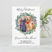 New Zuhause Greenery Kranz Weihnachtsfeiertag Foto Ankündigung (Stehend Vorderseite)