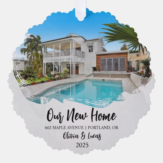 New Zuhause Grunge Foto Open House Housewarming Ornament Karte (Vorderseite)