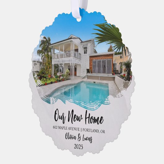 New Zuhause Grunge Foto Open House Housewarming Ornament Karte (Links)