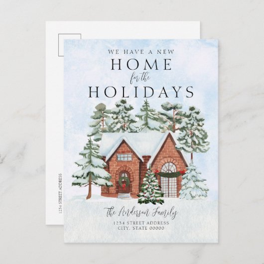 New Zuhause House Christmas Holiday Moving Ankündigungspostkarte (Vorne/Hinten)