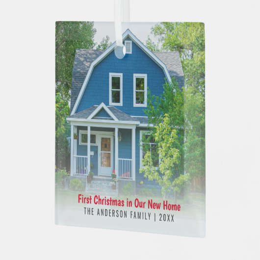 New Zuhause House Foto First Christmas Ornament Aus Glas (Vorderseite links)