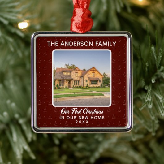 New Zuhause House Foto First Christmas Ornament Aus Metall (Baum)