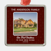 New Zuhause House Foto First Christmas Ornament Aus Metall (Vorne)