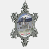 New Zuhause House Foto First Christmas Schneeflocken Zinn-Ornament (Links)