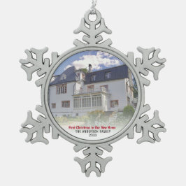 New Zuhause House Foto First Christmas Schneeflocken Zinn-Ornament