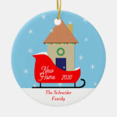 New Zuhause House in Sleigh Keramik Ornament (Vorne)