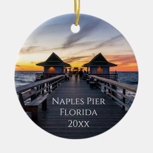 New Zuhause Naples Pier Florida Sunset Foto Keramik Ornament (Vorne)