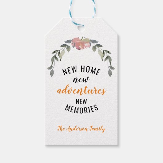 New Zuhause New Adventure Neue Erinnerungen Erwärm Geschenkanhänger (Vorderseite)