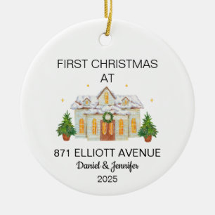 New Zuhause Ornament, Personalisiert Housewarming Keramik Ornament