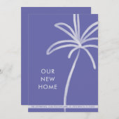 New Zuhause Palm Tree Minimalistisch Periwinkle Mo Ankündigung (Vorne/Hinten)