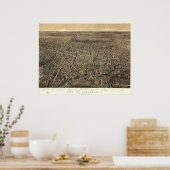 Newark New Jersey 1874 Antique Panoramabalkarte Poster (Küche)