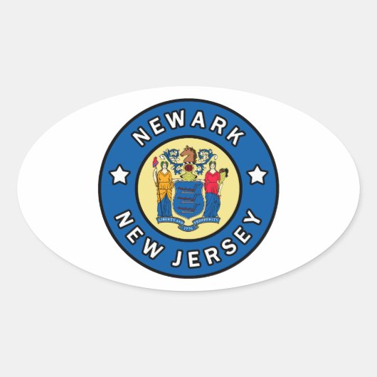 Newark New Jersey Ovaler Aufkleber (Vorderseite)