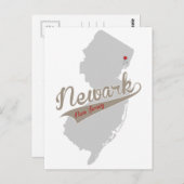 Newark, New Jersey - Pin Map - POSTCARD Postkarte (Vorne/Hinten)