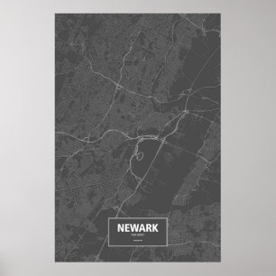 Newark, New-Jersey (weiß auf Schwarzem) Poster