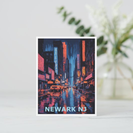 Newark NJ Colorful Graphic Design Art Postkarte (Stehend Vorderseite)