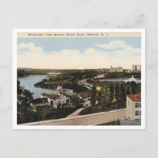 Newark NJ, Panorama Branch Brook Park 1920s Postkarte (Vorderseite)