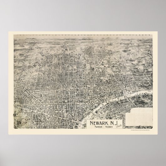 Newark, NJ Panoramic Map - 1895 Poster (Vorne)