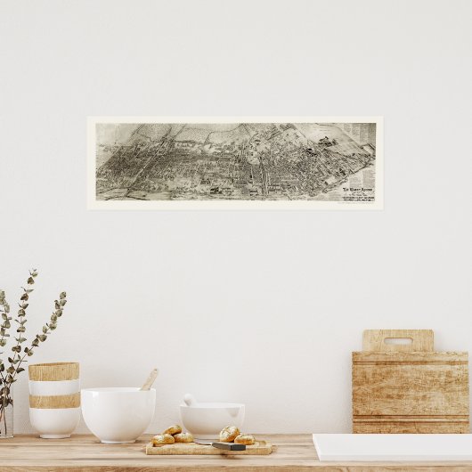 Newark, NJ Panoramic Map - 1907 Poster (Küche)