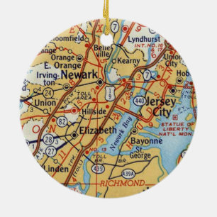 Newark NJ Vintage Karte Keramik Ornament