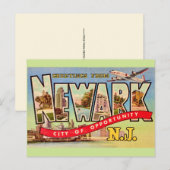 Newark NJ Vintage Postkarte (Vorne/Hinten)