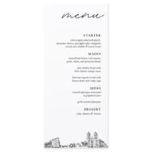 Newark Skyline Modern Wedding Dinner Menu