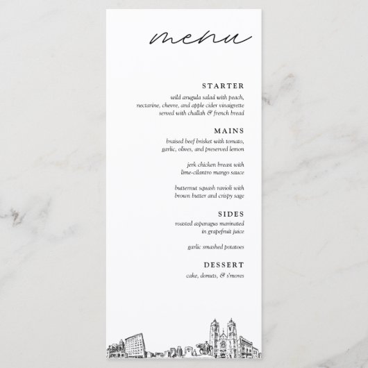 Newark Skyline Modern Wedding Dinner Menu Menükarte (Vorderseite)