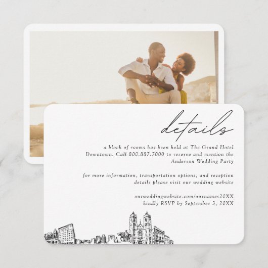 Newark Wedding Hotel Zimmerblockdetails Begleitkarte (Vorne/Hinten)