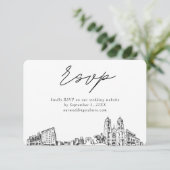 Newark Wedding Minimalistisch Sketch UAWG Begleitkarte (Stehend Vorderseite)