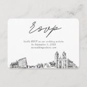 Newark Wedding Minimalistisch Sketch UAWG Begleitkarte (Vorderseite)